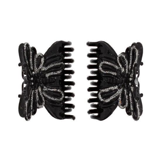 6cm Black Glitter Butterfly Hair Claw Clips
