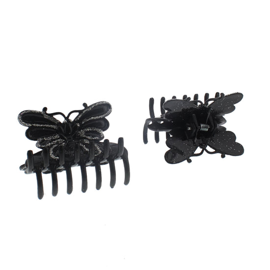 6cm Black Glitter Butterfly Hair Claw Clips