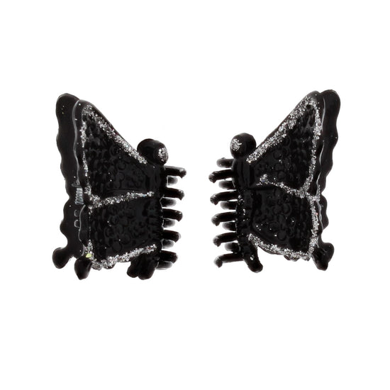 4cm Black Glitter Butterfly Hair Claw Clips