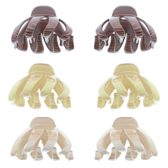 8cm Brown Shades Octopus Hair Claw Clips