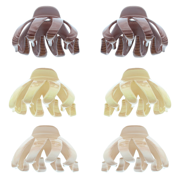 8cm Assorted Two Tone Brown Shades Octopus Clamps