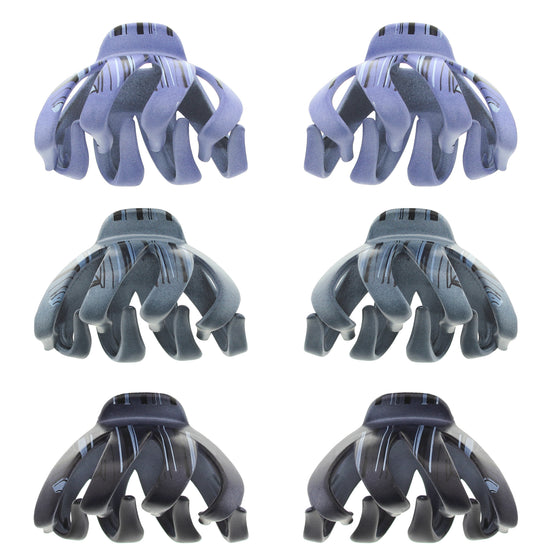 8cm Striped Denim Shades Octopus Hair Claw Clips