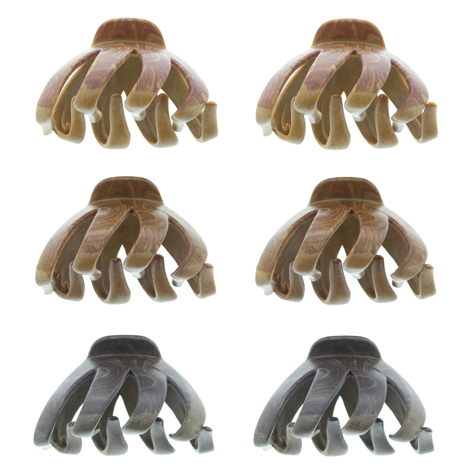 8cm Wooden Effect Octopus Hair Claw Clips
