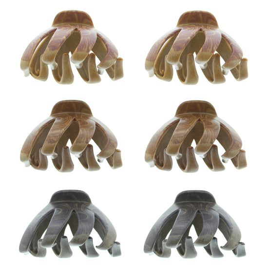 8cm Wooden Effect Octopus Hair Claw Clips