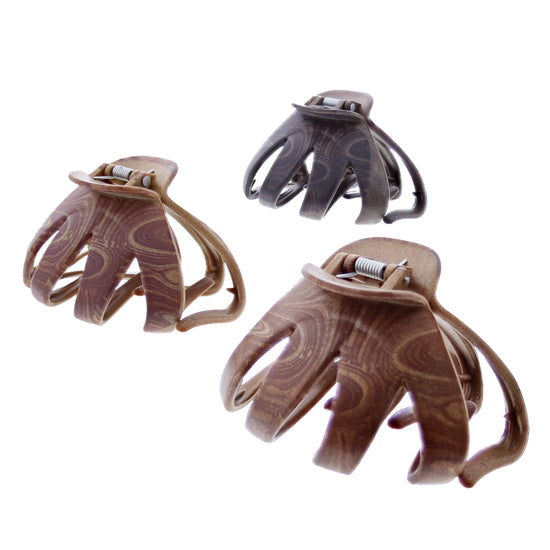8cm Wooden Effect Octopus Hair Claw Clips