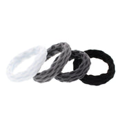 Elasticated Ribbed Soft Hair Ponios (4pcs/card)