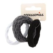 Elasticated Ribbed Soft Hair Ponios (4pcs/card)