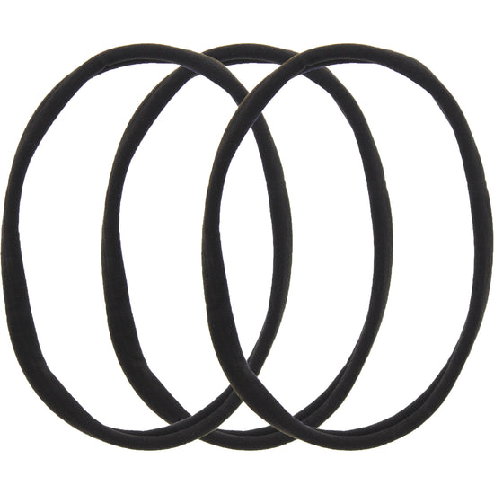 Card of 3 Black Long Soft Head Elastics