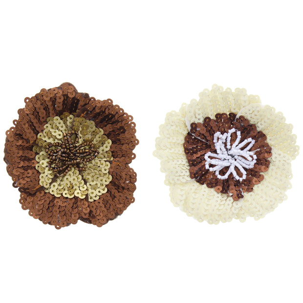 Assorted  Flat Sequin Flowers on Elastic & Brooch Pin