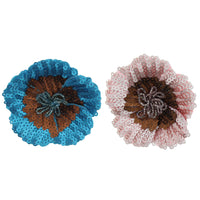 Flat Sequin Flowers Hair Clip on Elastic & Brooch Pin