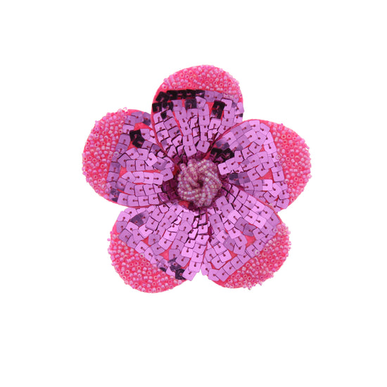 Large Flat Sequin Flowers Hair Clip on Elastic