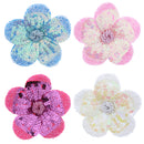 Large Flat Sequin Flowers Hair Clip on Elastic