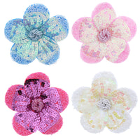 Large Flat Sequin Flowers Hair Clip on Elastic