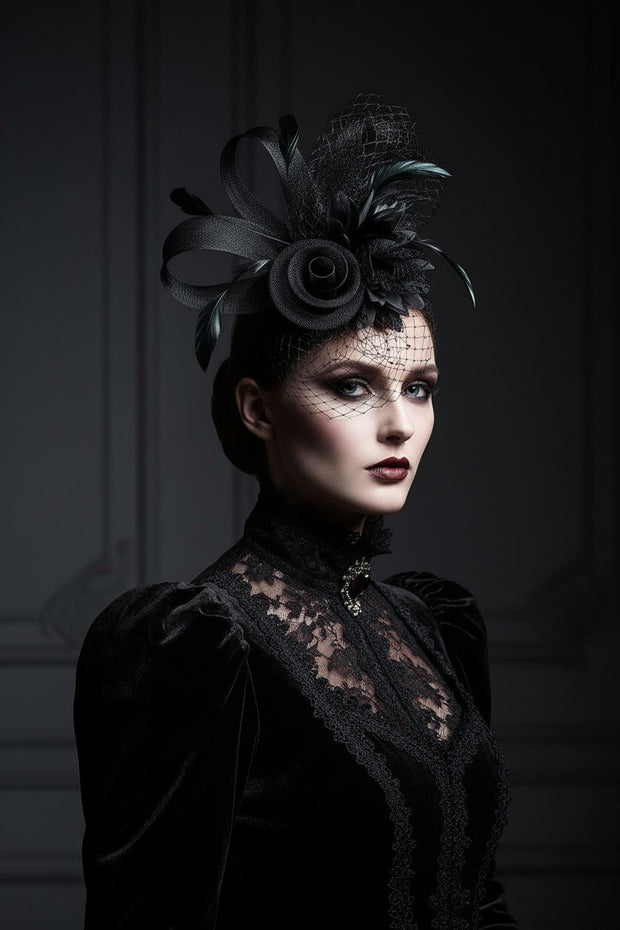 Black Gothic Fascinator on Concorde Beak Clip