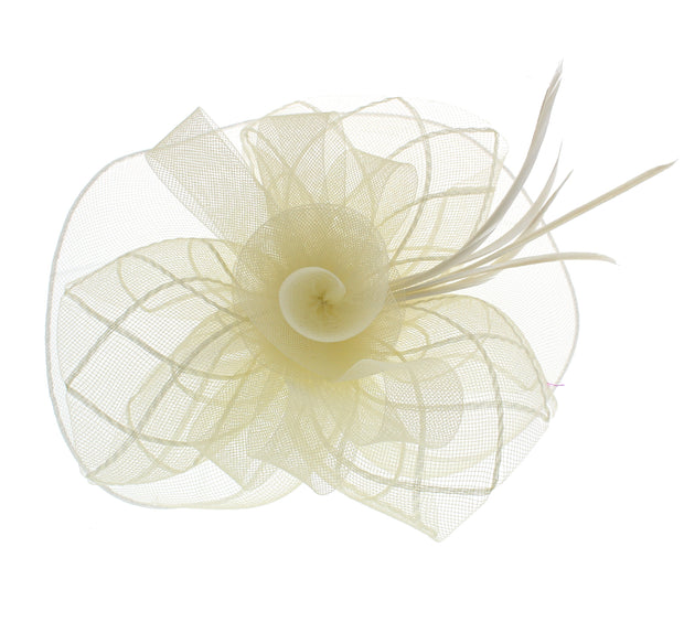 Cream Fascinator On Concord Beak Clip Or Aliceband Diameter Approx. 22cm, Height Approx. 12cm