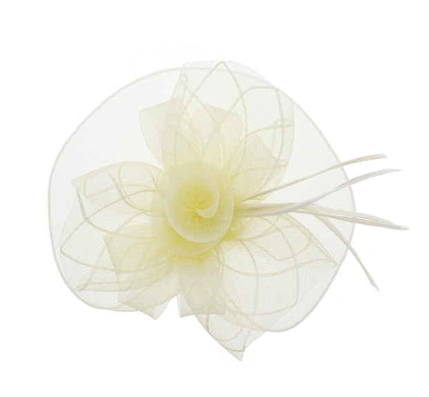 Cream Fascinator On Concord Beak Clip Or Aliceband Diameter Approx. 22cm, Height Approx. 12cm