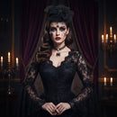 Black Fascinator with Lace, Satin Bow & Glitter Spider
