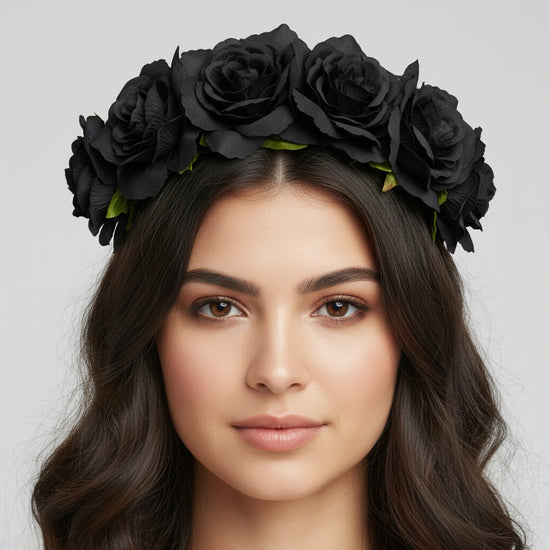 Large Rose Flower Elastic Headband Hair Wreath Garland