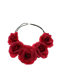 Rose Flower Elastic Headband Hair Wreath