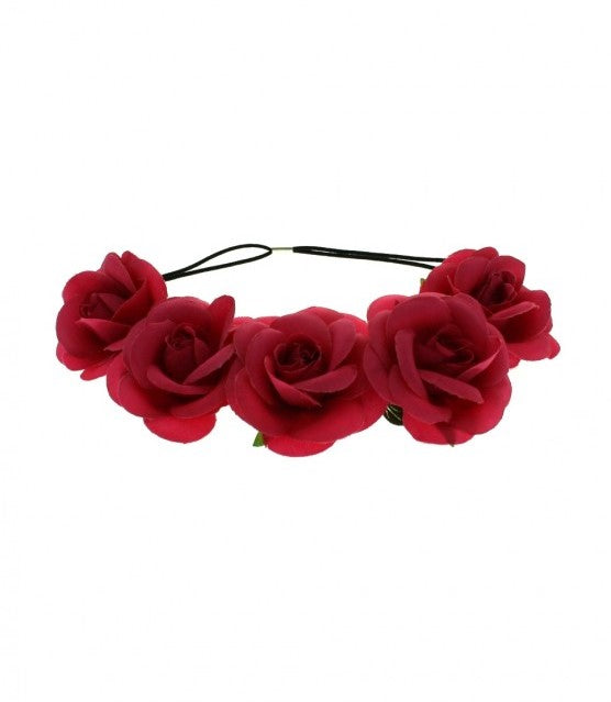 Rose Flower Elastic Headband Hair Wreath