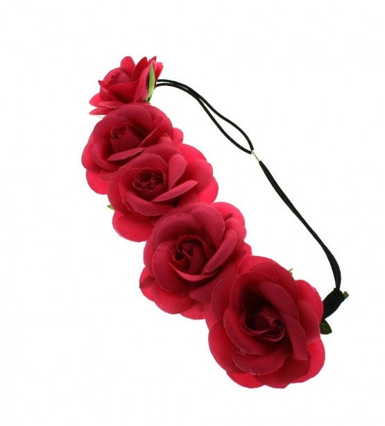 Rose Flower Elastic Headband Hair Wreath