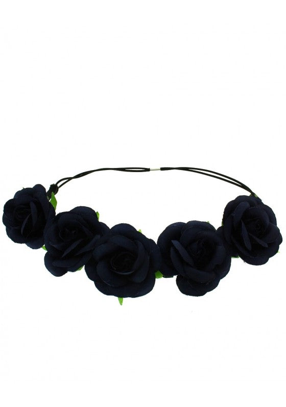 Rose Flower Elastic Headband Hair Wreath