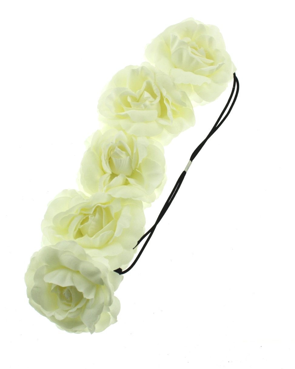 Large Rose Flower Elastic Hair Headband
