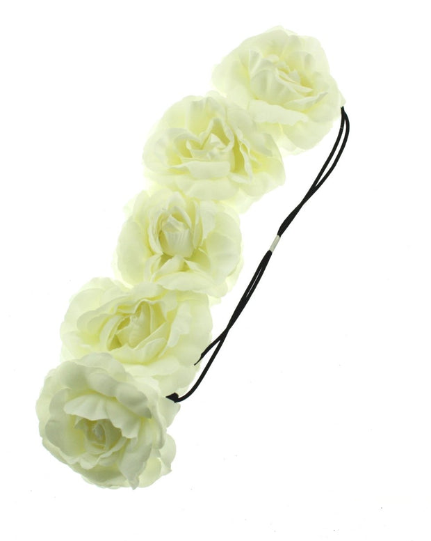 Large Rose Flower Elastic Headband