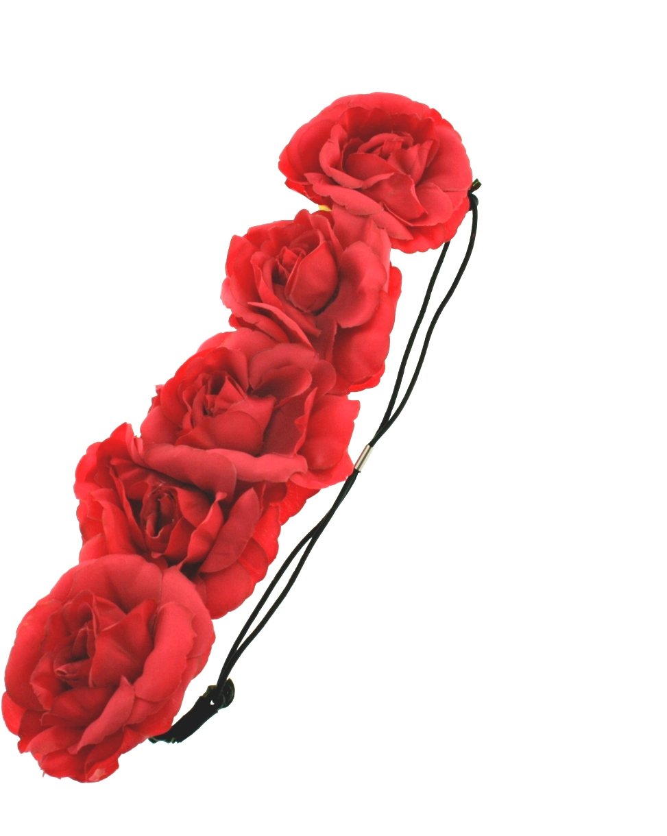 Large Rose Flower Elastic Hair Headband