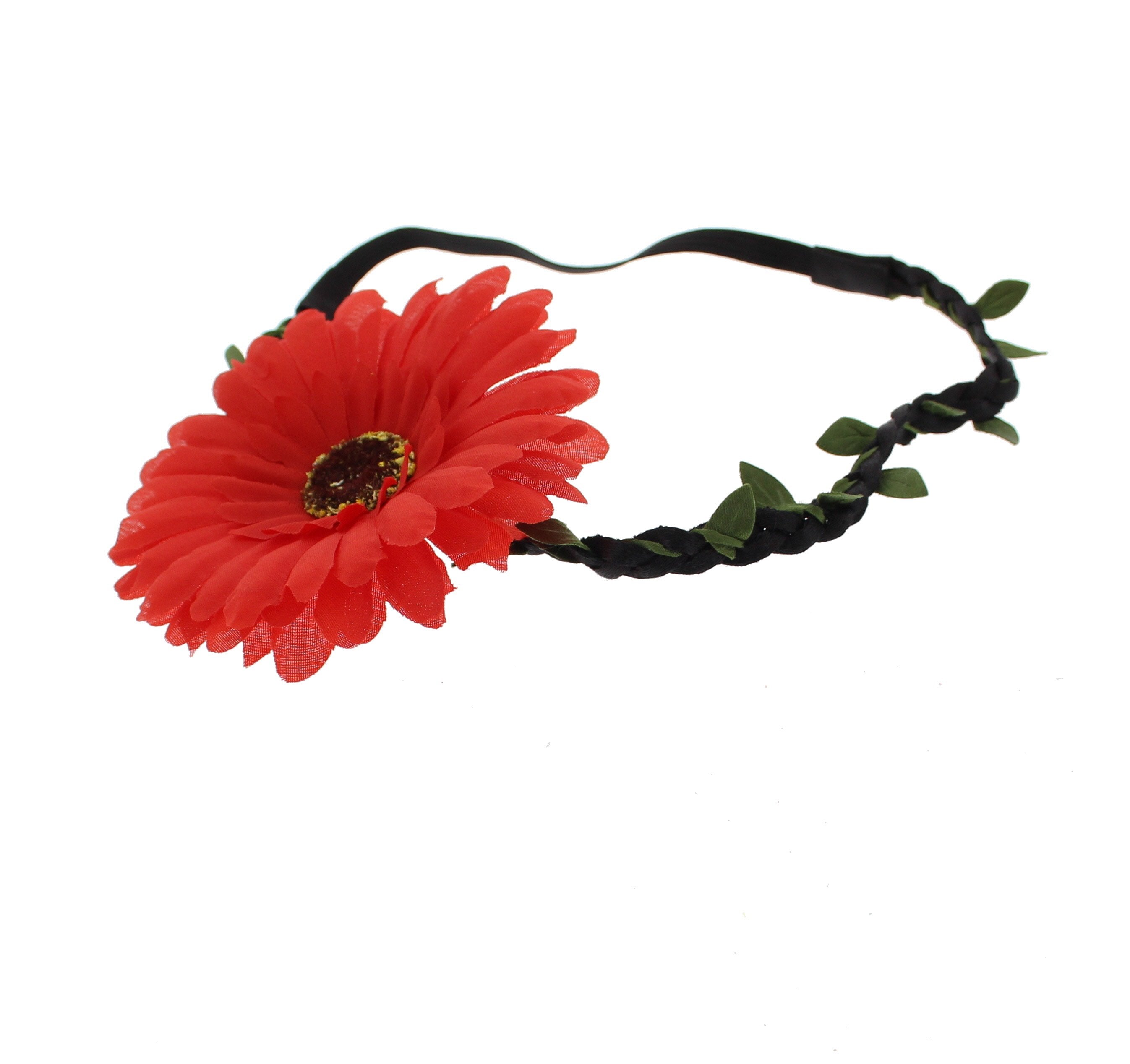 Large Sunflower on Braided Elasticated Hair Wreath Garland