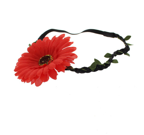 Very Large Sunflower on Braided Elasticated Hair Garland