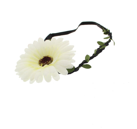 Very Large Sunflower on Braided Elasticated Hair Garland