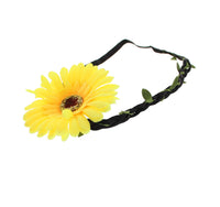 Large Sunflower on Braided Elasticated Hair Wreath Garland