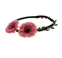 Sunflowers on Black Braided Elasticated Hair Wreath Garland