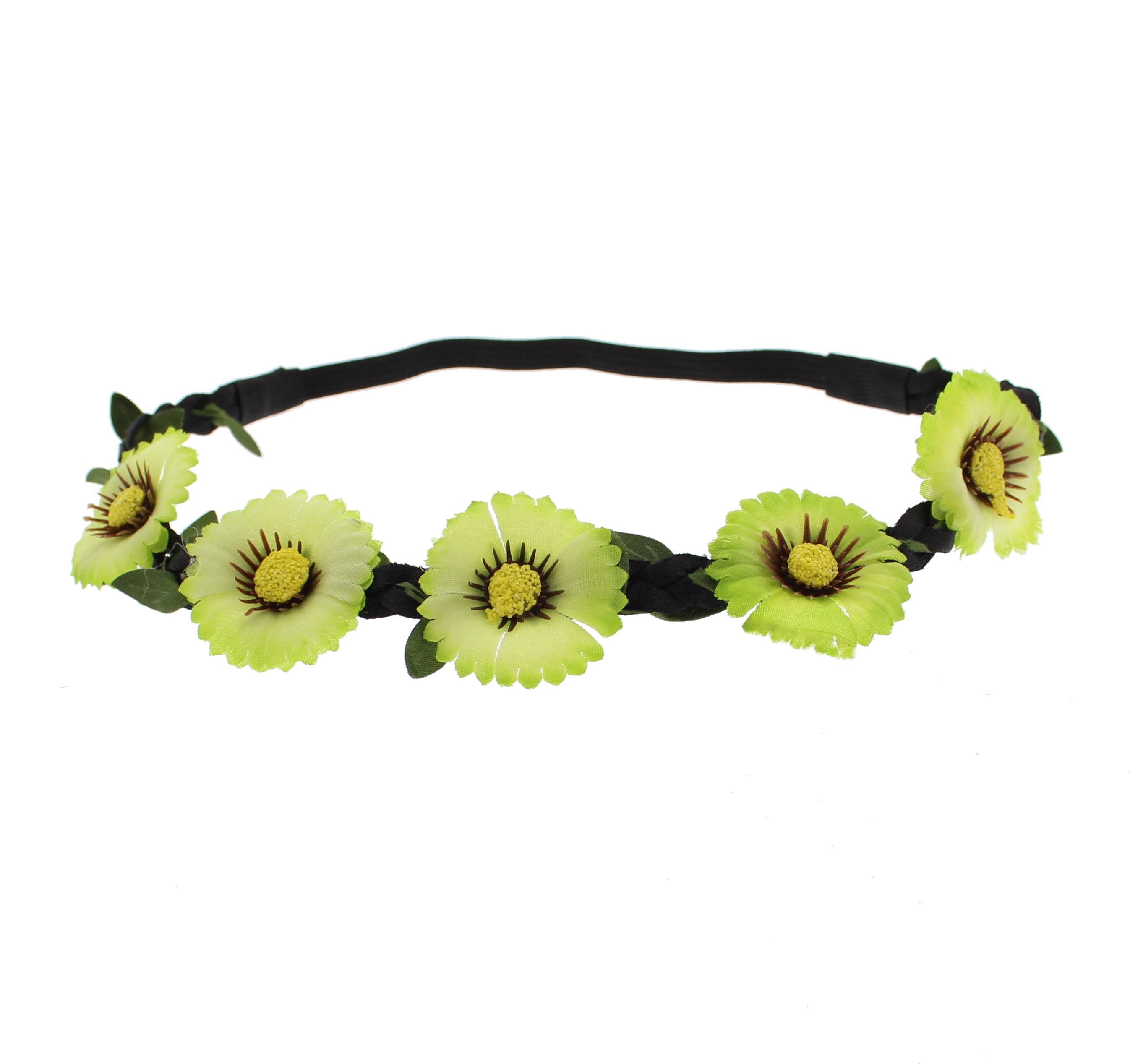 Small Sunflowers on Braided Elasticated Hair Wreath Garland