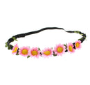 Small Daisies on Black Braided Elasticated Hair Wreath Garland
