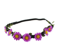 Small Daisies on Black Braided Elasticated Hair Wreath Garland