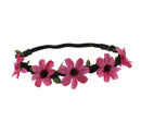 Small Flowers on Black Braided Elasticated Hair Wreath Garland