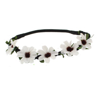Small Flowers on Black Braided Elasticated Hair Wreath Garland