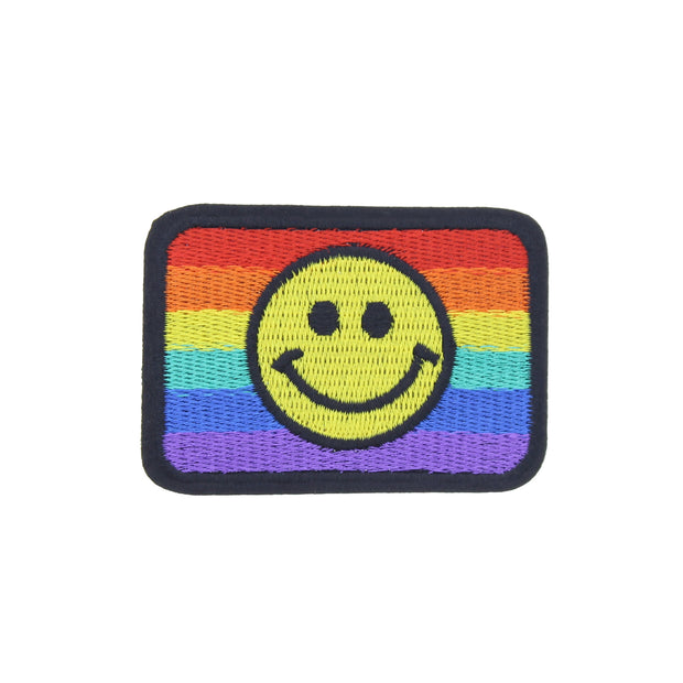 7.7 x 5.4cm Rainbow Flag Patch with Smiley Face