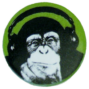 Monkey Wearing Headphones Badge