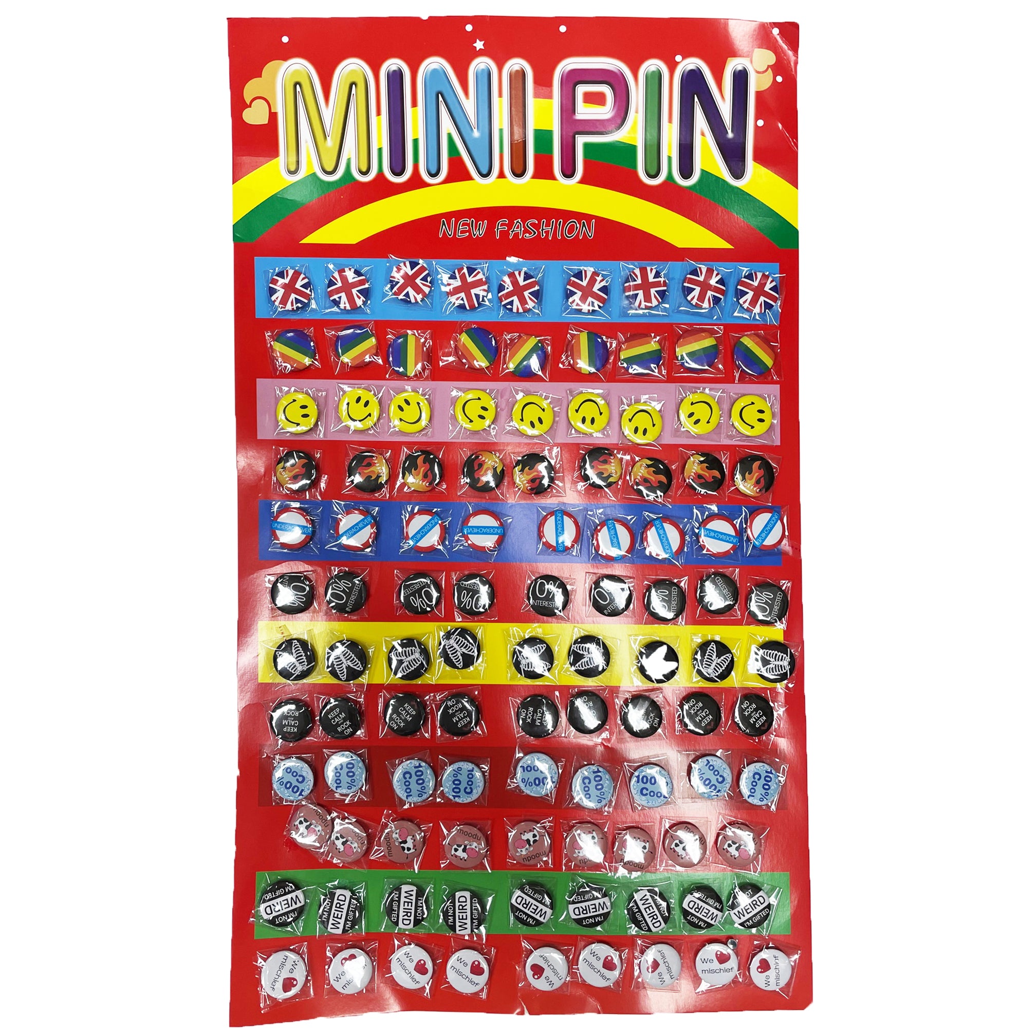 108 Assorted Badges on a Card