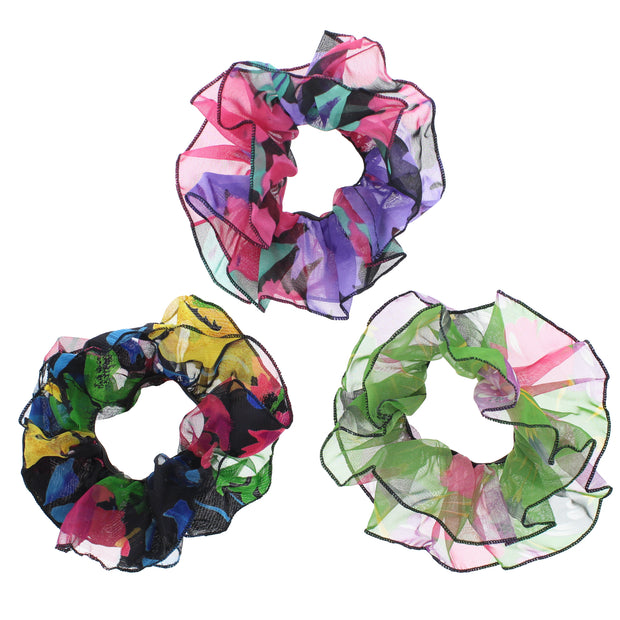 Assorted Double Layer Lace Floral Print Scrunchies