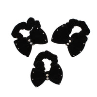 Winter Colour Velvet Scrunchies with Bow & Rhinestones