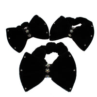 Winter Colour Velvet Scrunchies with Bow & Rhinestones