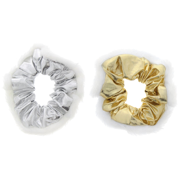 Metallic Christmas Scrunchies with White Fur