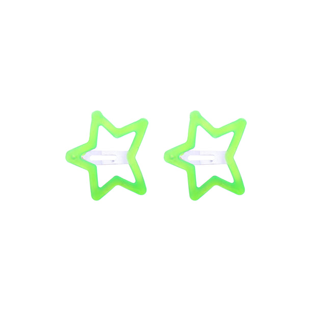 2 on a Card 5cm Assorted Neon Stars Epoxy Snapclips