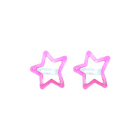 2 on a Card 5cm Assorted Neon Stars Epoxy Hair Snapclips