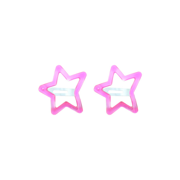 2 on a Card 5cm Assorted Neon Stars Epoxy Snapclips