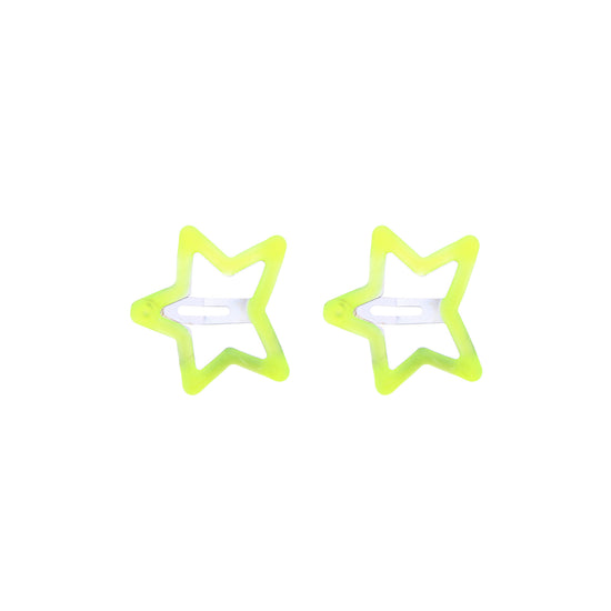 2 on a Card 5cm Assorted Neon Stars Epoxy Hair Snapclips